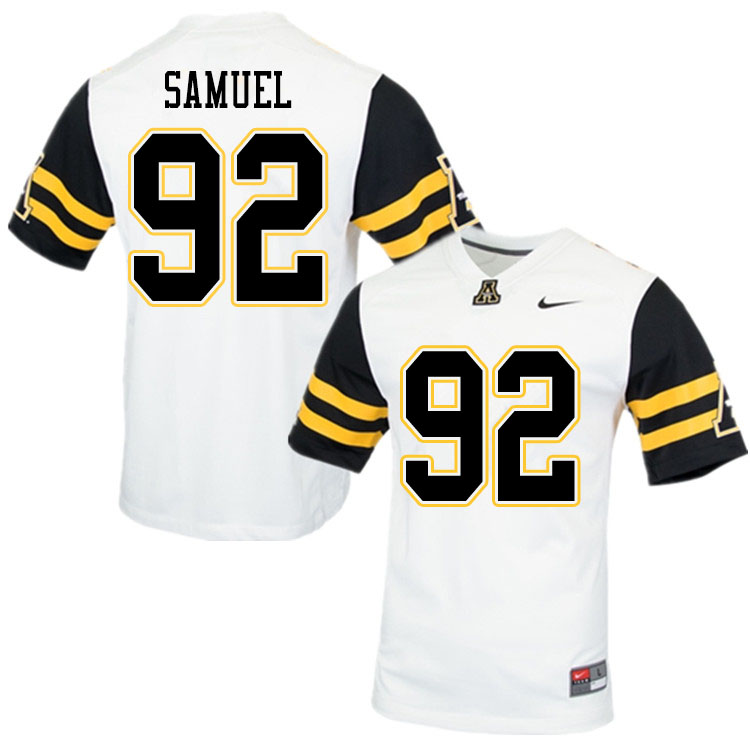 Men #92 Markell Samuel Appalachian State Mountaineers College Football Jerseys Sale-White - Click Image to Close